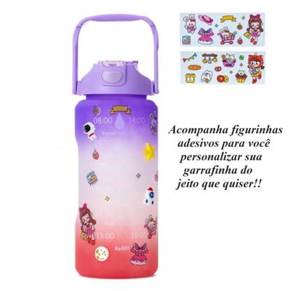 Imagem de Kit 3 Garrafas Galão De Água Squeze Motivacional Com Adesivos Grátis