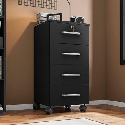 Imagem de Kit 3 Gaveteiros Escritório Chave e Rodízios 4 Gavetas Gávea