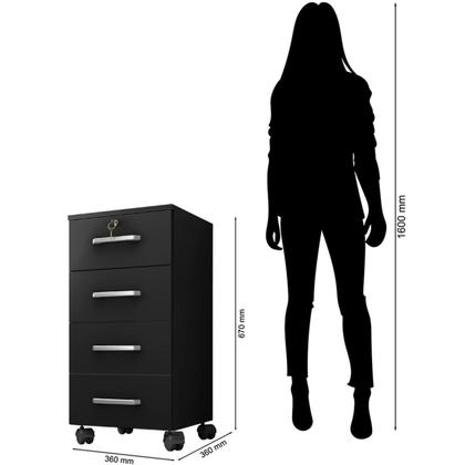 Imagem de Kit 3 Gaveteiros Escritório Chave e Rodízios 4 Gavetas Gávea