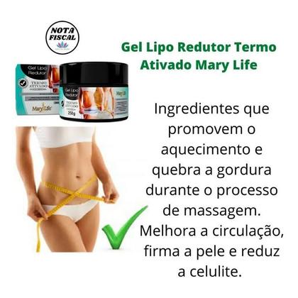 Imagem de Kit 3 Gel Lipo Redutor Anti Estrias 250g Mary Life
