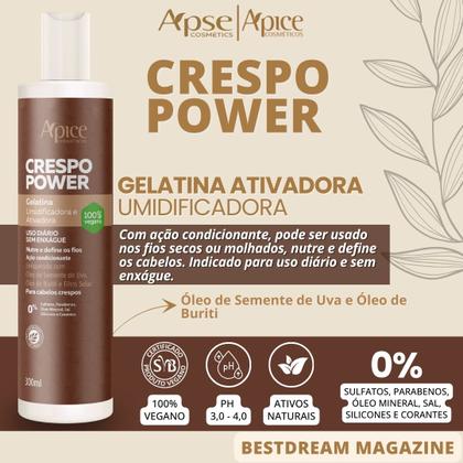 Imagem de Kit 3 Gelatina Ativadora Apice Crespo Power Umidificadora Cabelo Profissional Vegano 300ml