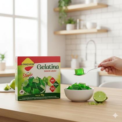 Imagem de Kit 3 gelatina diet vit c plus limão com stevia 10g lowçucar