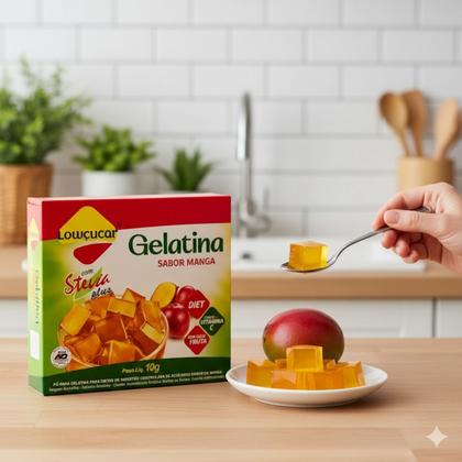 Imagem de Kit 3 gelatina diet vitamina c plus manga com stevia 10g lowçucar