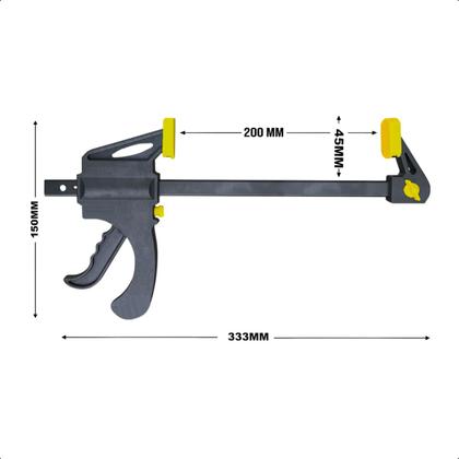 Imagem de Kit 3 Grampos Sargento Aperto Rápido Madeira 200x315x45mm