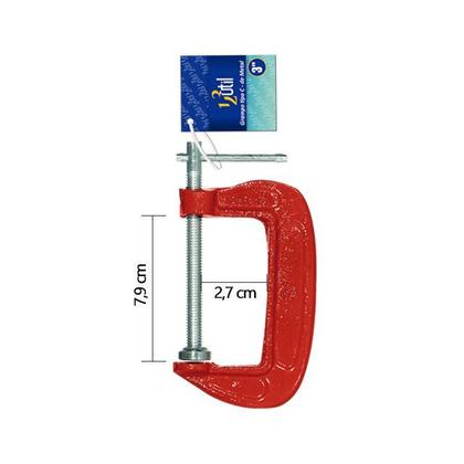 Imagem de Kit 3 Grampos Sargento Tipo C 3 Polegadas Marcenaria 100mm