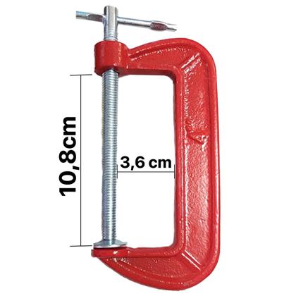 Imagem de Kit 3 Grampos Sargento Tipo C 4 Polegadas Marcenaria 140mm Aço Metal Profissional