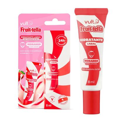 Imagem de Kit 3 Hidratante Labial Gloss Fruittella Morango com Creme Vermelho Sabor Bala 8ml Vult