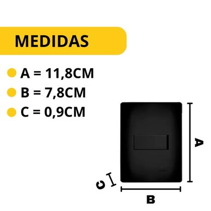 Imagem de Kit 3 Interruptor Paralelo Placa 4x2 Preto Fosco Black Fame