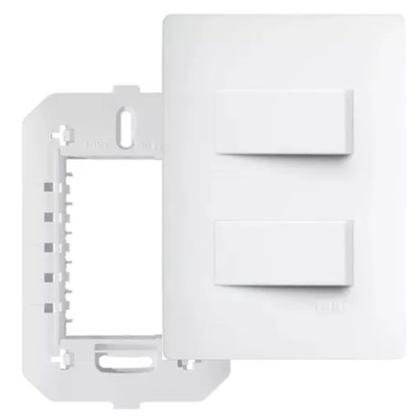 Imagem de Kit 3 Interruptor Simples Duplo 4x2 Habitat Branco Fame 2094