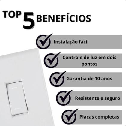 Imagem de Kit 3 Interruptor Simples Paralelo 4x2 Branco Liz Tramontina