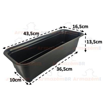 Imagem de Kit 3 Jardineira Vaso Retangular 39cm Plástico Com Base Planta Flor Jardim Preto - AMZ