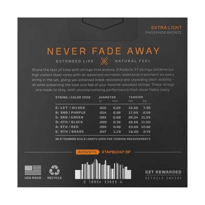 Imagem de Kit 3 jogo de corda d'addario xtapb1047 extra light phosphor bronze