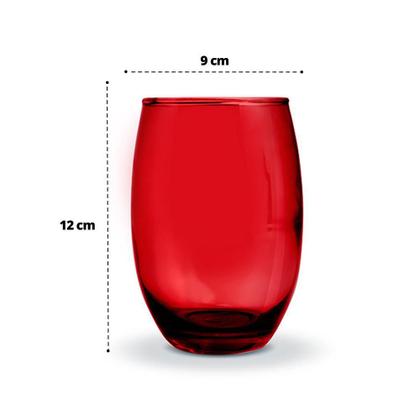 Imagem de Kit 3 Jogos Copos Vidro Bellagio Vermelho Colorido 450ml