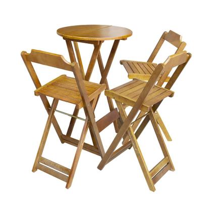 Imagem de Kit 3 Jogos de Mesa Bistrô de Madeira Dobrável com 3 Banquetas - Mel