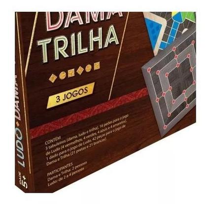 Imagem de Kit 3 Jogos De Tabuleiro Família Ludo Dama Trilha Original