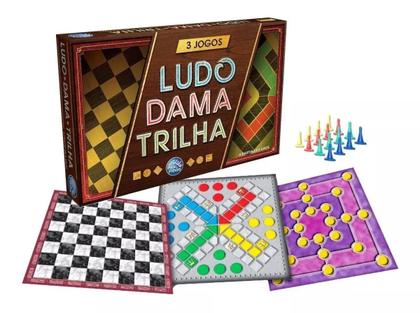 Imagem de Kit 3 Jogos De Tabuleiro Família Ludo Dama Trilha Original