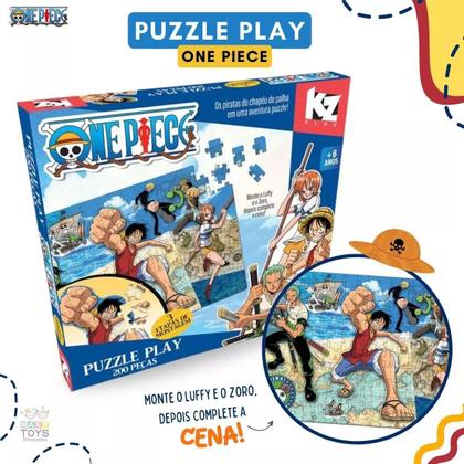 Imagem de Kit 3 Jogos Quebracabeça One Piece E Naruto E Dragon Ball Brinquedo de Menino e Menina Elka KZ Play e Revista de Colorir Presente