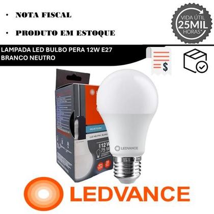 Imagem de Kit 3 Lampada Led Bulbo 12w Luz Neutra 4000K Bivolt E27