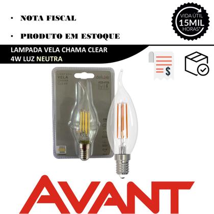 Imagem de Kit 3 Lampada Led Vela Chama Clear 4w Branco Neutro 4000k E14
