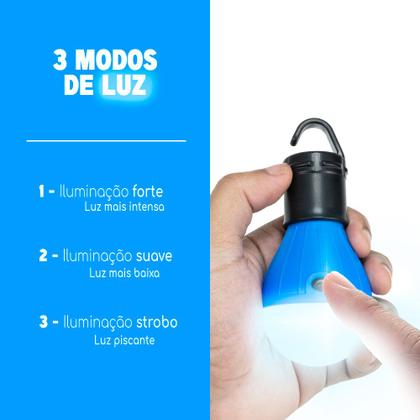 Imagem de Kit 3 Lampadas Led Camping Barraca Acampamento Pesca Top