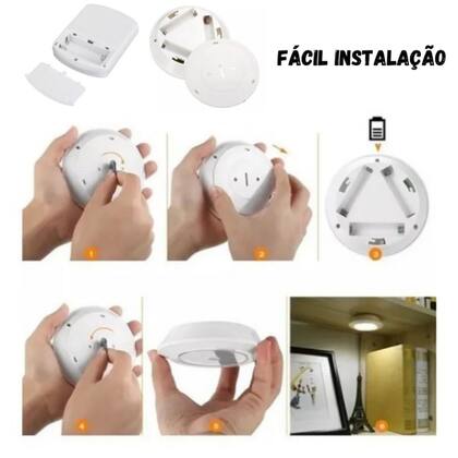 Imagem de Kit 3 Lâmpadas Luminárias Spot Led Adesivo Controle Remoto sem fio Branco
