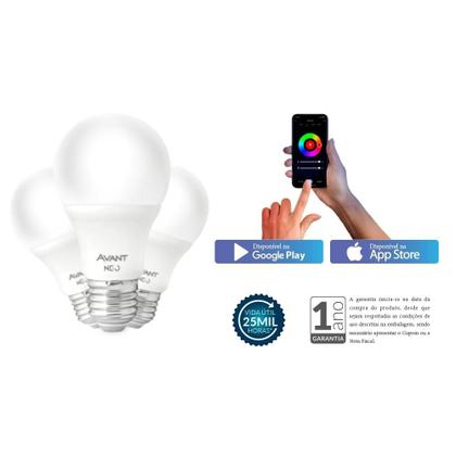 Imagem de Kit 3 Lâmpadas s LED Smart Wi-Fi Bulbo NEO 10W Dimerizável 3000k/6500k E27 Bivolt Avant