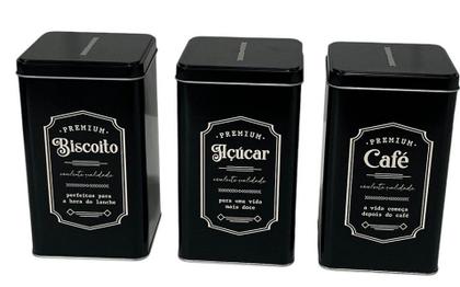 Imagem de Kit 3 Latas de Metal Decorativas Buono 1500ml Com Tampa Hermética