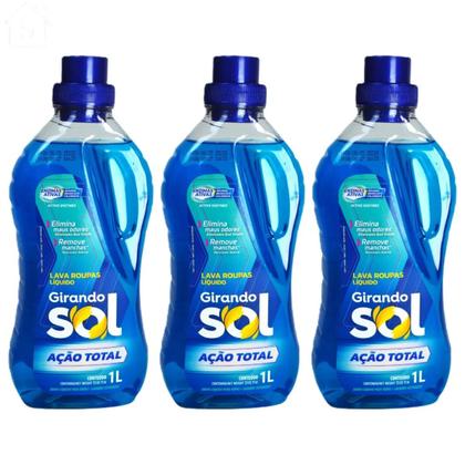 Imagem de Kit 3 Lava Roupas Líquido Girando Sol 1 Litro Fragrancias:Ação Total