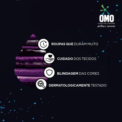 Imagem de Kit 3 Lava Roupas Líquido Omo Roupas Finas e Delicadas Pretas e Escuras 900ml cada