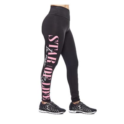 Imagem de Kit 3 legging adulto feminina fitness academia cós alto escrita lateral básica