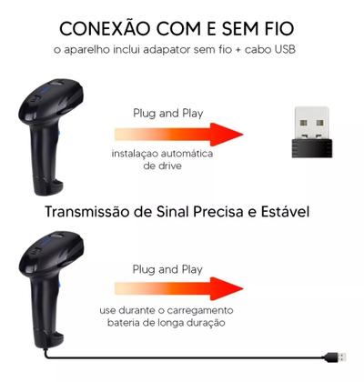 Imagem de Kit 3 Leitor De Código De Barras Sem Fio Para Produtos - Boletos - Danfes