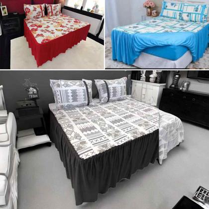 Imagem de Kit 3 Lençol Colcha Super king Malha 3 Pçs Estampas Sortidas