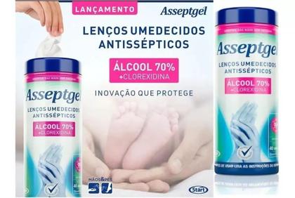 Imagem de Kit 3 Lenços Umedecido Antisséptico Álcool 70% Asseptgel