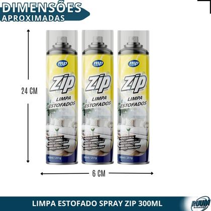 Imagem de Kit 3 Limpa Estofado Spray Zip 300ml My Place Limpeza Prática Eficiente Ideal para Sofás Bancos Carpetes e Tecidos