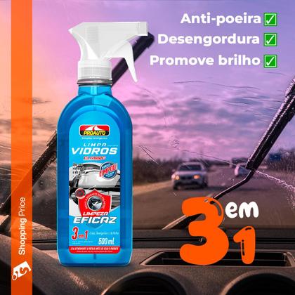 Imagem de Kit 3 Limpa Vidros Classic 3 em 1 Reduz o Desgaste das Palhetas Proauto 500ml
