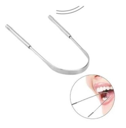 Imagem de kit 3 Limpador de Língua Raspador Aço Inox Higiene Bucal contra mau hálito