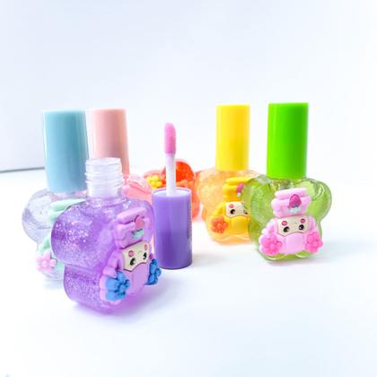 Imagem de Kit 3 lip gloss glitter formato borboleta infantil com bonequinha fofo