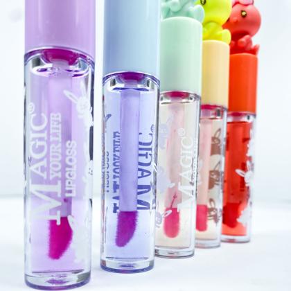 Imagem de Kit 3 Lip oil gloss cheirinhos doces cabeça coelhinha brilho natural