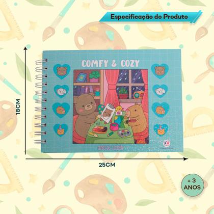 Imagem de Kit 3 Livros Para Colorir Relaxar Animais Fofos Folha Grossa