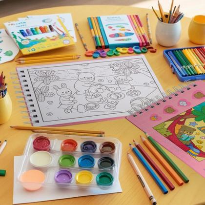 Imagem de Kit 3 Livros Para Colorir Relaxar Animais Fofos Folha Grossa