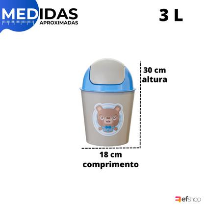 Imagem de Kit 3 Lixeira Multiuso 3L Com Tampa Basculante Baby Usual