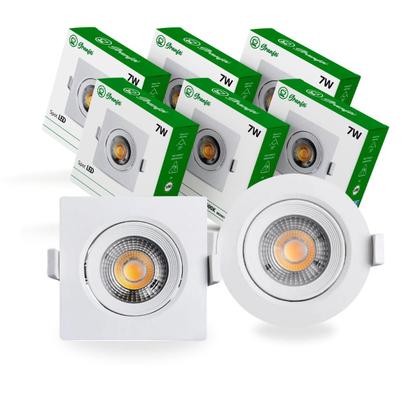 Imagem de Kit 3 Luminária Led Spot 7W Redondo Quadrado Embutido Branco Frio Quente 3000k 6500k Bivolt