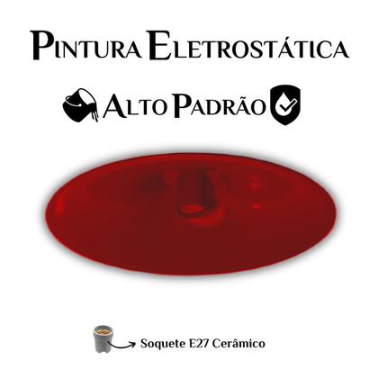 Imagem de Kit 3 Luminária Pendente Chapéu Chinês Com Interior Vermelho Com Fiação Bivolt