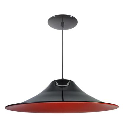 Imagem de Kit 3 Luminária Pendente Chapéu Chinês Com Interior Vermelho Com Fiação Bivolt