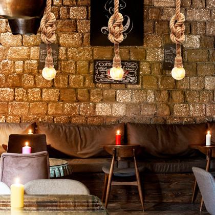 Imagem de Kit 3 Luminária Pendente Design Rustico Retrô Corda Sisal