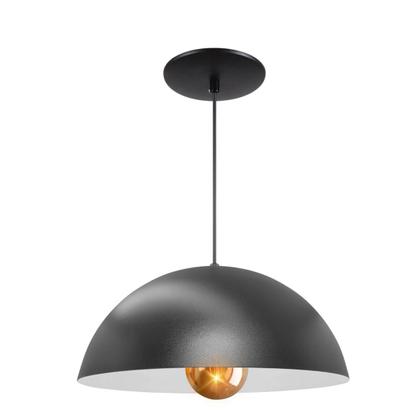 Imagem de Kit 3 Luminária Pendente Meia Lua 34cm Com Interior Branco Brilho Com Fiação 110/220v