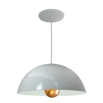 Imagem de Kit 3 Luminária Pendente Meia Lua 34cm Com Interior Branco Brilho Com Fiação 110/220v