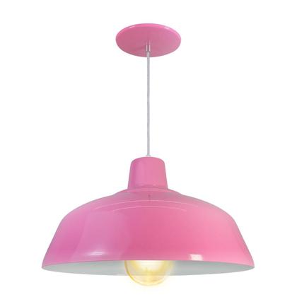 Imagem de Kit 3 Luminária Pendente Retro 34cm Com Interior Branco Brilho Com Fiação 110/220v