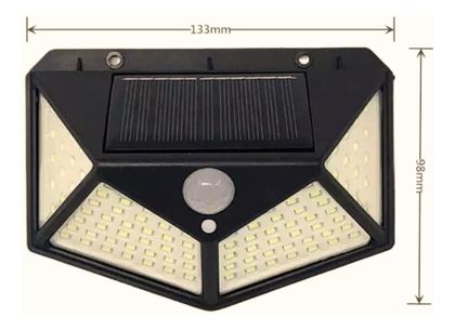 Imagem de Kit 3 Luminária Solar Luz Refletor 100 Led Jardim Com Sensor