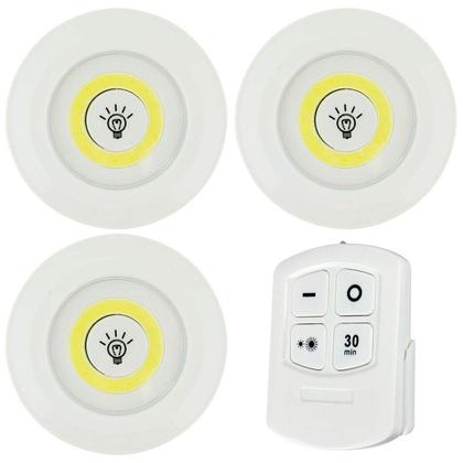 Imagem de Kit 3 Luminárias Led Spot Portáteis Sem Fio + Controle Remoto